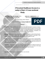 Assessment of Perceived Healthcare Access in A Rural Community in Rizal: A Cross-Sectional Study