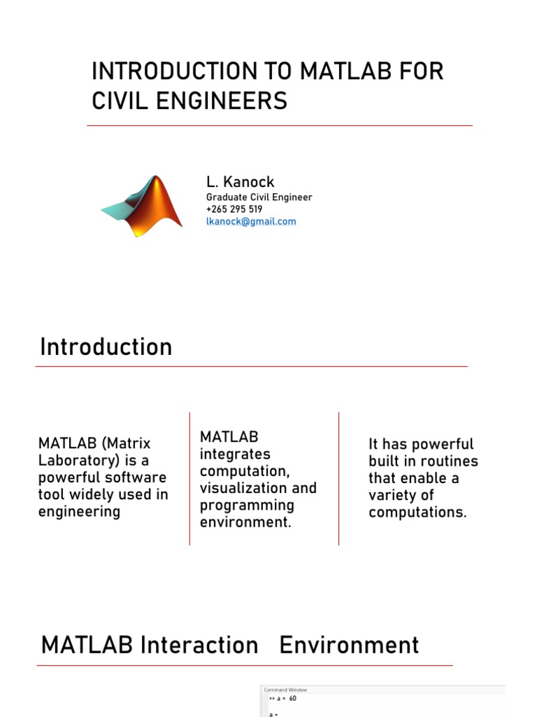 Introduction To Matlab For Civil Engineers | PDF | Matlab | Matrix ...