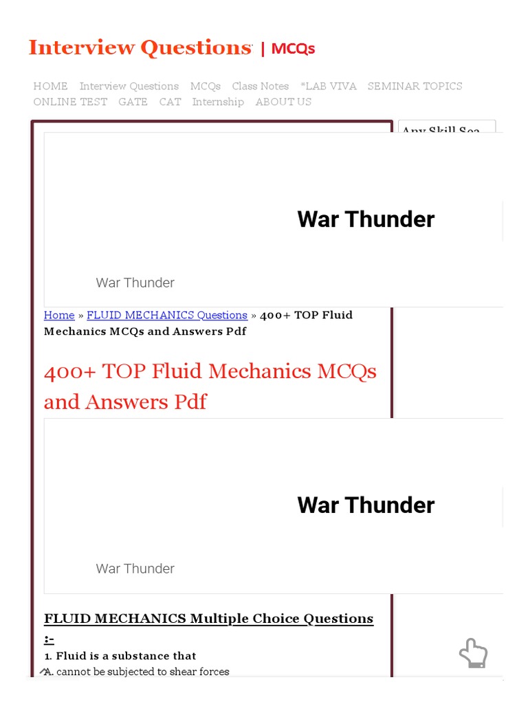 400+ TOP Fluid Mechanics MCQs and Answers PDF 2023 | PDF | Buoyancy ...