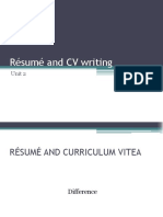 Resume and CV Writing