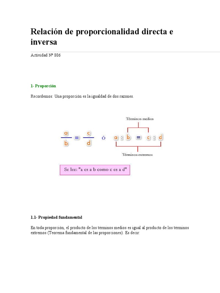 Relación de proporcionalidad directa e inversa | PDF | Triángulo ...