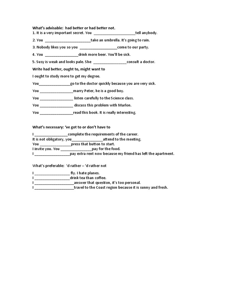 Advisable Necessary And Preferable Expressions PDF