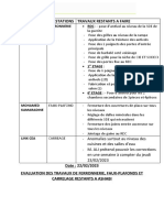 Evaluation Des Travaux de Ferronnerie & Faux Plafond Du 22 02 2023