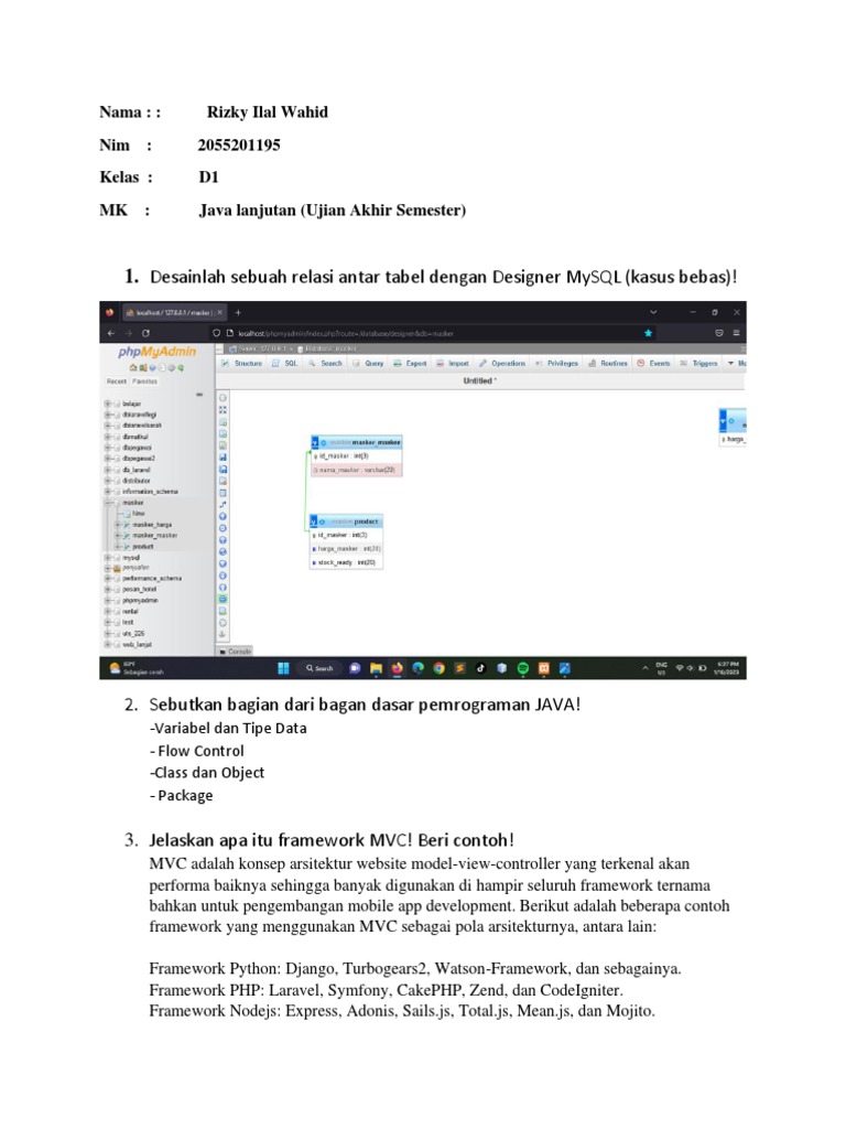 Ujian Akhir Java: Relasi Tabel & MVC | PDF