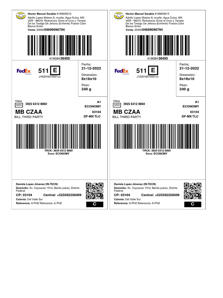 Shipment labels pdf