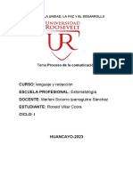 CURSO: Lenguaje y Redacción ESCUELA PROFESIONAL: Estomatología DOCENTE: Marleni Socorro Iparraguirre Sánchez ESTUDIANTE: Ronald Villar Ccora Ciclo: I