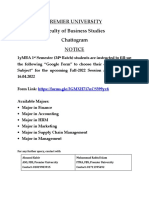 Premier University Faculty of Business Studies Chattogram Notice