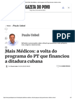 Paulo Uebel - Mais Médicos - A Volta Do Programa Do PT Que Financiou A Ditadura Cubana