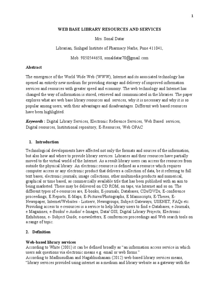 Conferencepaperon Libraryresourcesandservices | PDF | Libraries | World ...