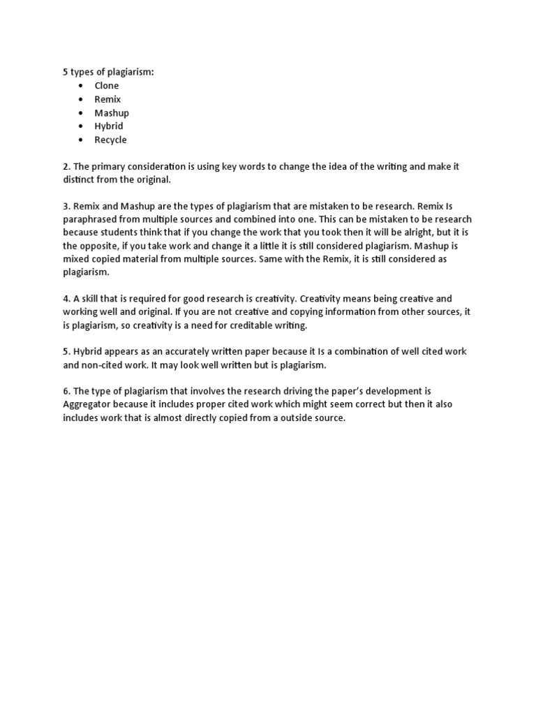 10 Types Of Plagiarism