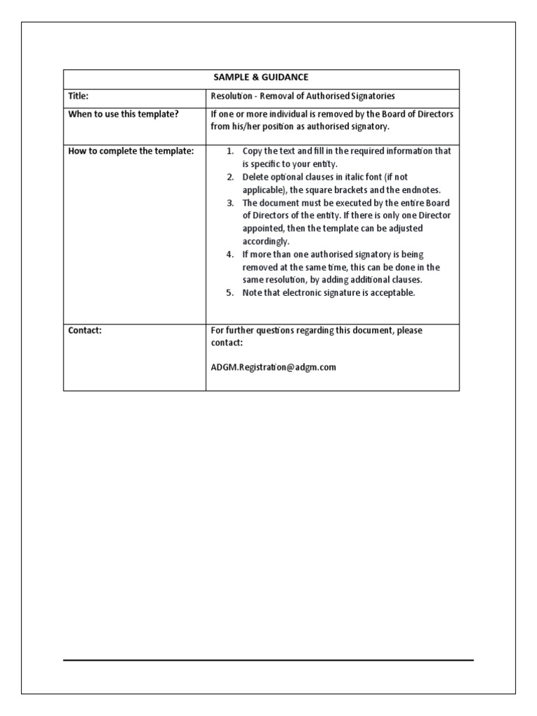 Template resolution removal of authorised signatories 28112021