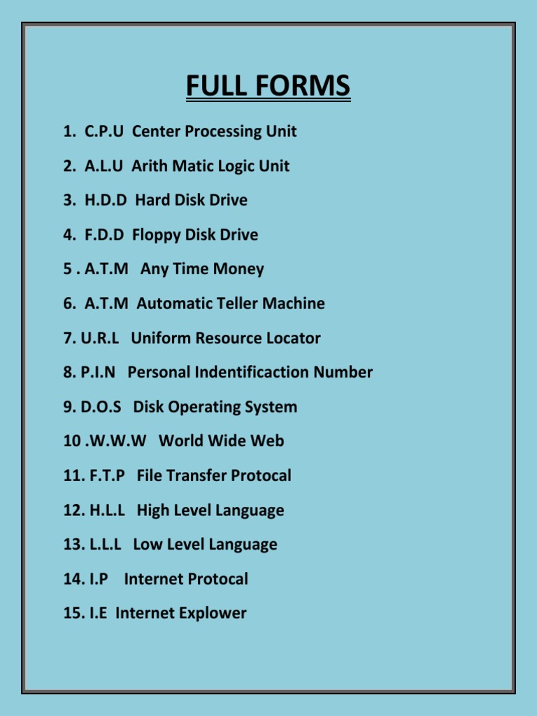 Full Forms | PDF