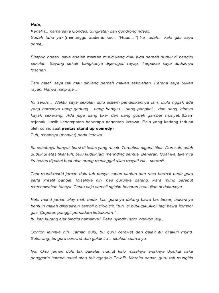 Kumpulan Text Stand Up Pdf
