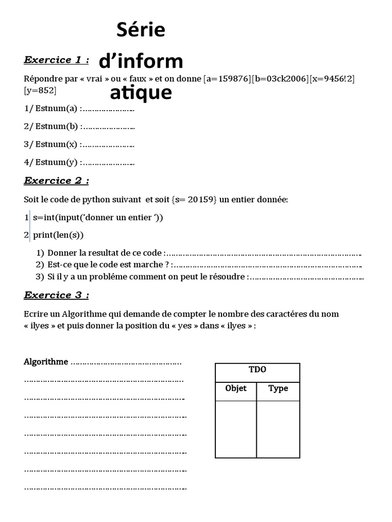 Algorithmes et Python: Exercices Pratiques | PDF | Programmation ...