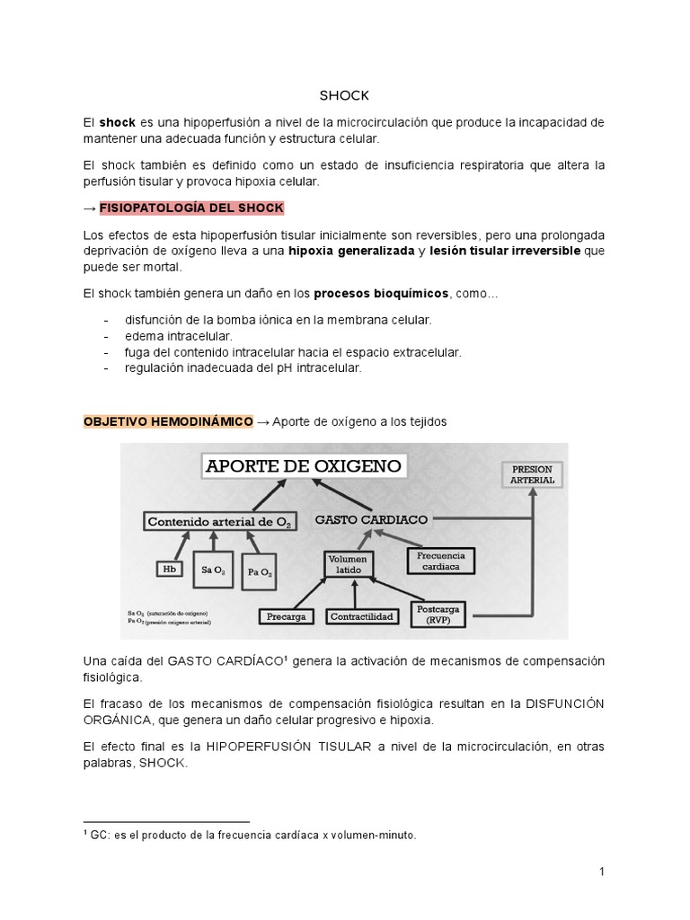 Fisiopatología y clasificación del shock | PDF | Isquemia | Hipoxia ...