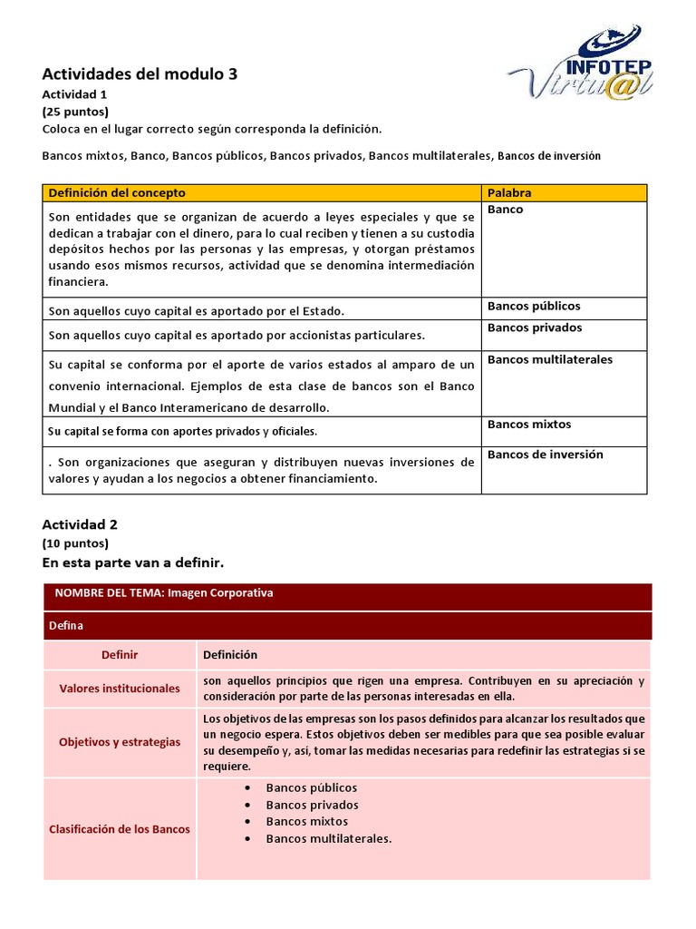 ACTIVIDAD MÓDULO 3 Actividad 1 | PDF | Bancos | Bancos centrales