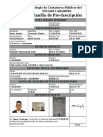 Planilla de Pre-Inscripción: Colegio de Contadores Públicos Del Estado Carabobo