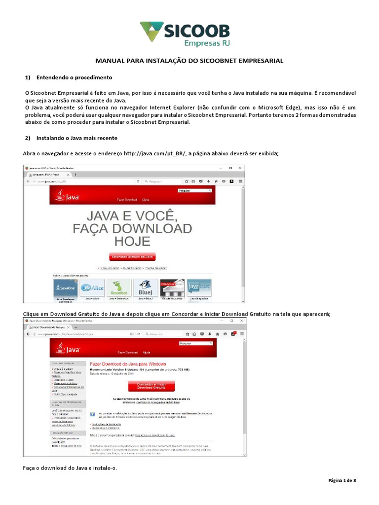 Instalação do Sicoobnet Empresarial | PDF | Internet Explorer ...