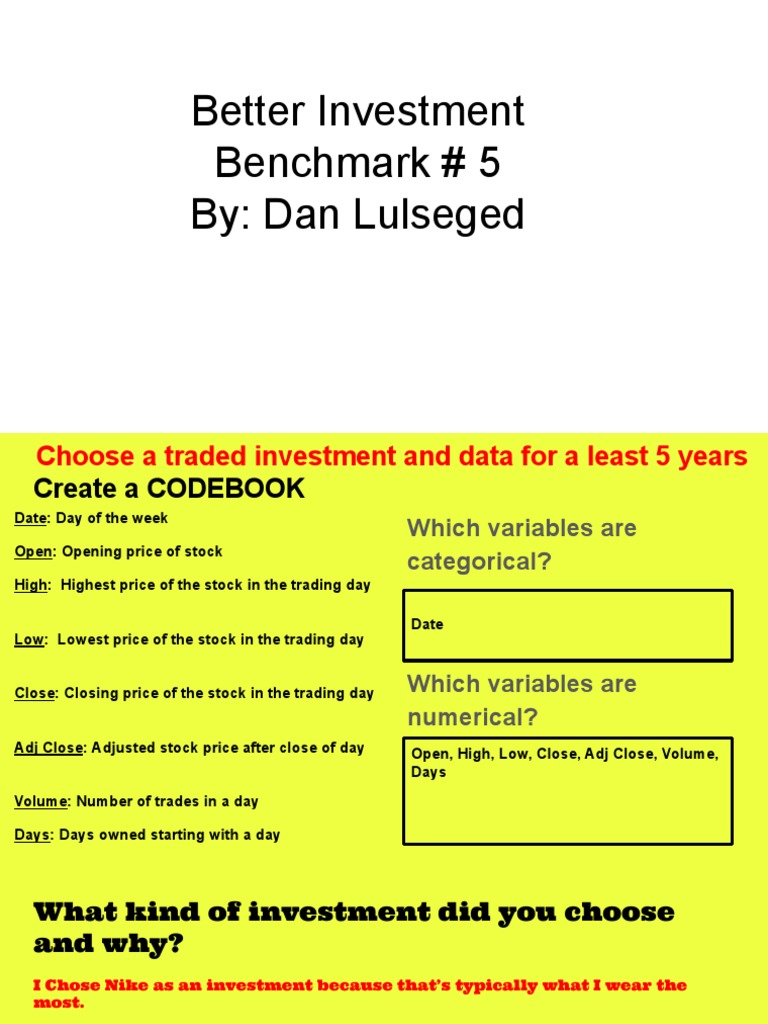 (Better Investment Benchmark 5) Dan Lulseged PDF Investing Regression Analysis