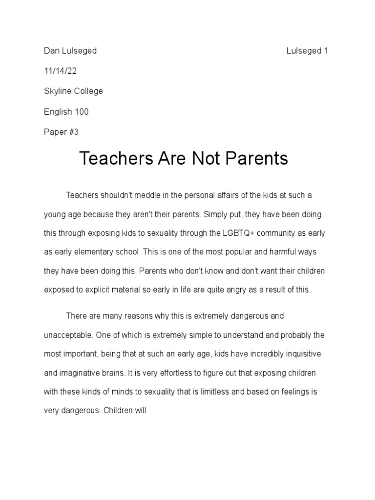 Teachers Are Not Parents: Dan Lulseged Lulseged 1 11/14/22 Skyline ...
