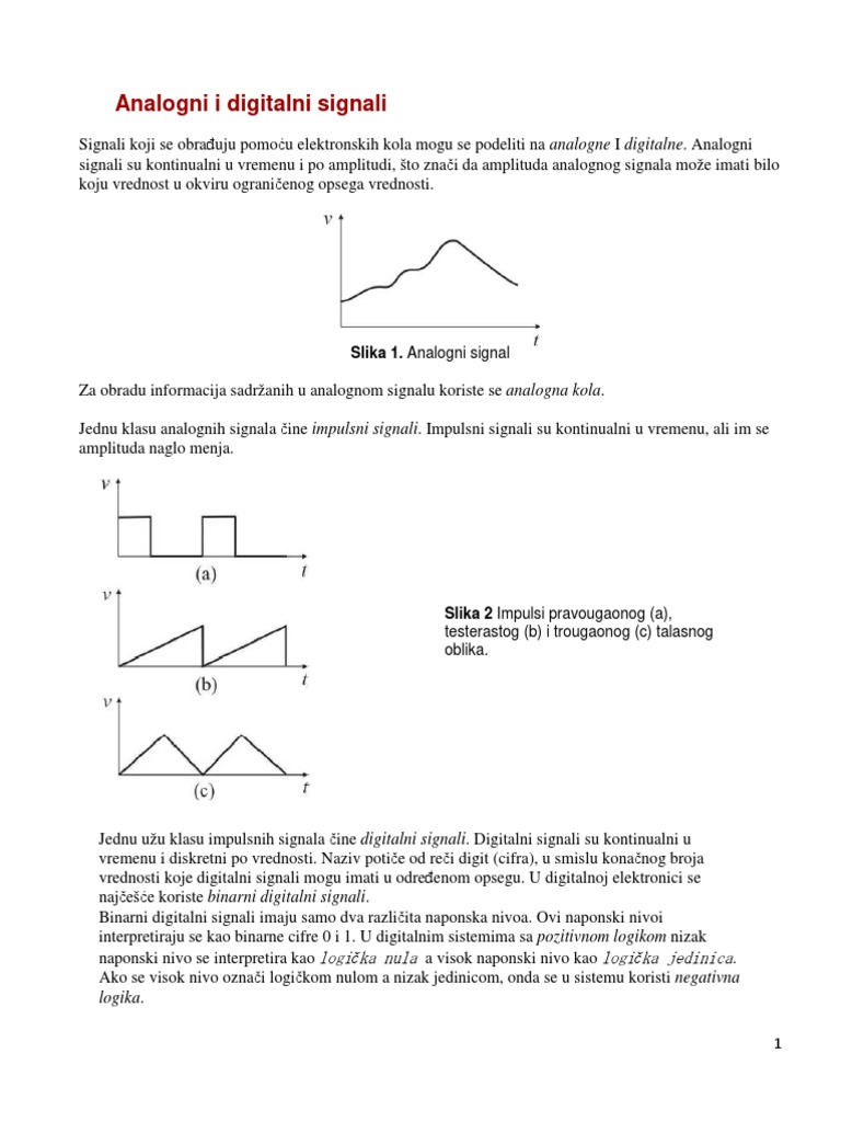 02 Lekcija Analogni I Digitalni Signali | PDF