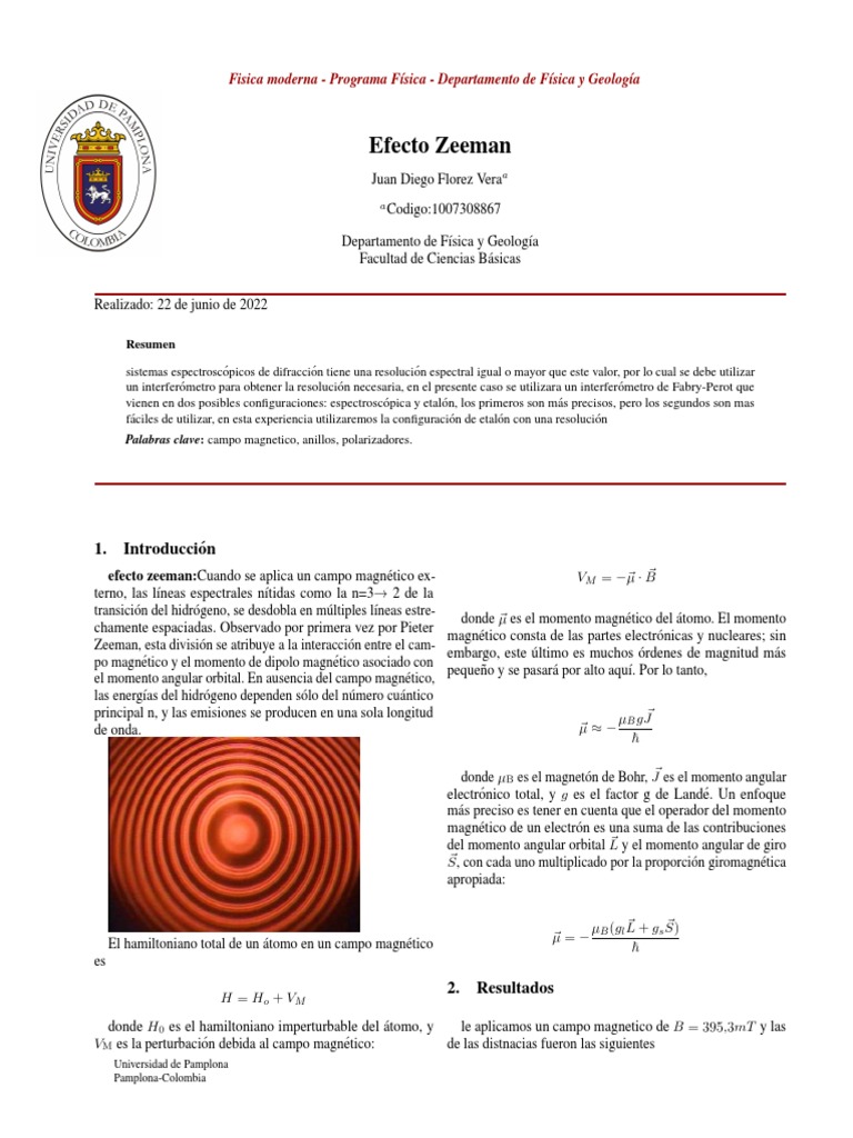 Efecto Zeeman PDF Ciencia de los Materiales Óptica