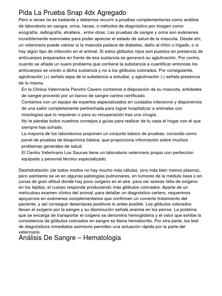 Pida La Prueba Snap 4dx Agregado Msvaj PDF | PDF | Sangre | Hematología