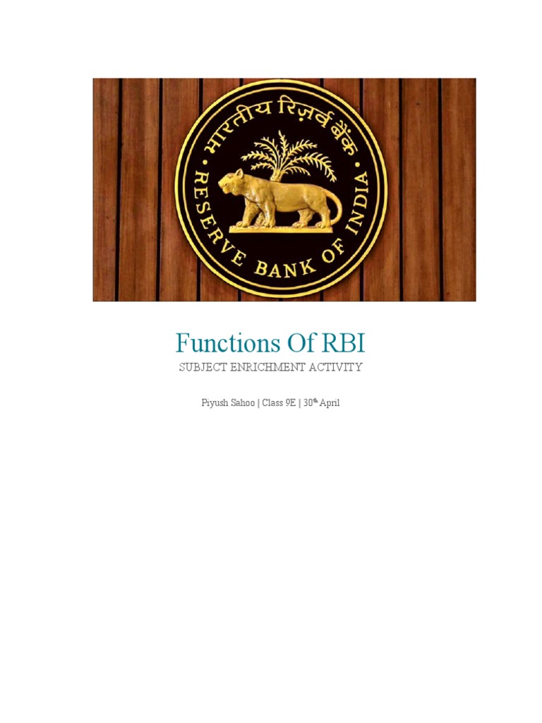 Functions of RBI 1 PDF
