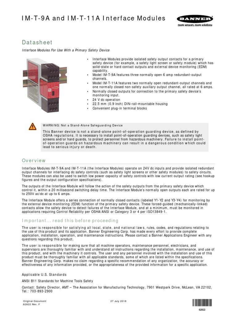 IM-T-9A and IM-T-11A Interface Modules: Datasheet | PDF | Relay | Switch