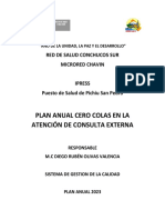 Plan Anual Cero Colas en La Atencion de Consulta Externa