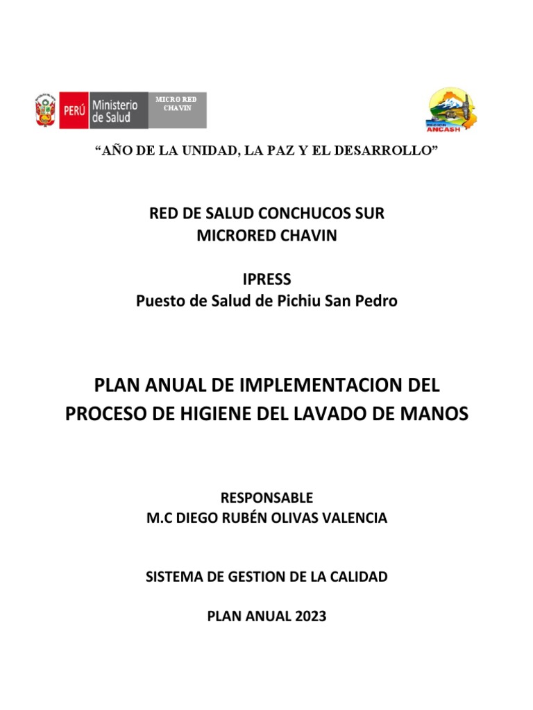 Plan de Higiene de Manos 2023 IPRESS | PDF | Lavado de manos | Infección