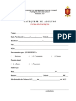 Ficha Inscrição Catequese de Adultos Oficial 2022