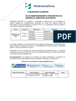 A Nuestros Clientes Por Trabajos de Mantenimiento Preventivo Se Restringirá El Servicio Eléctrico