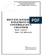 Recueil D'Exercice D'Element de Controle D'Un Chantier: Niveau: Licence 3 Filière: ELT, MIR, DA, EL