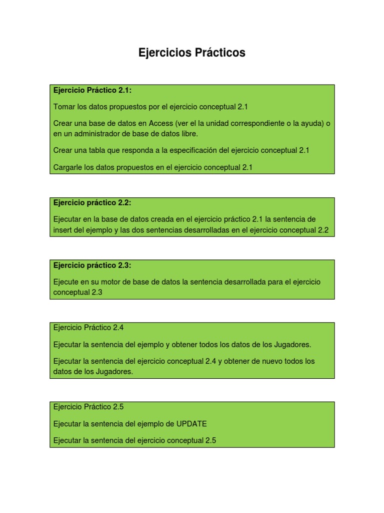 Ejercicios Prácticos de Bases de Datos | PDF | Informática | Tecnología
