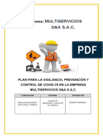 Plan para La Vigilancia, Prevención y Control de Covid-19 en La Empresa Multiservicios D&a S.A.C.