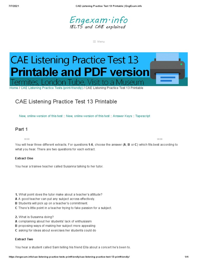 CAE Listening Practice Test 13 PDF | PDF | Human Communication ...