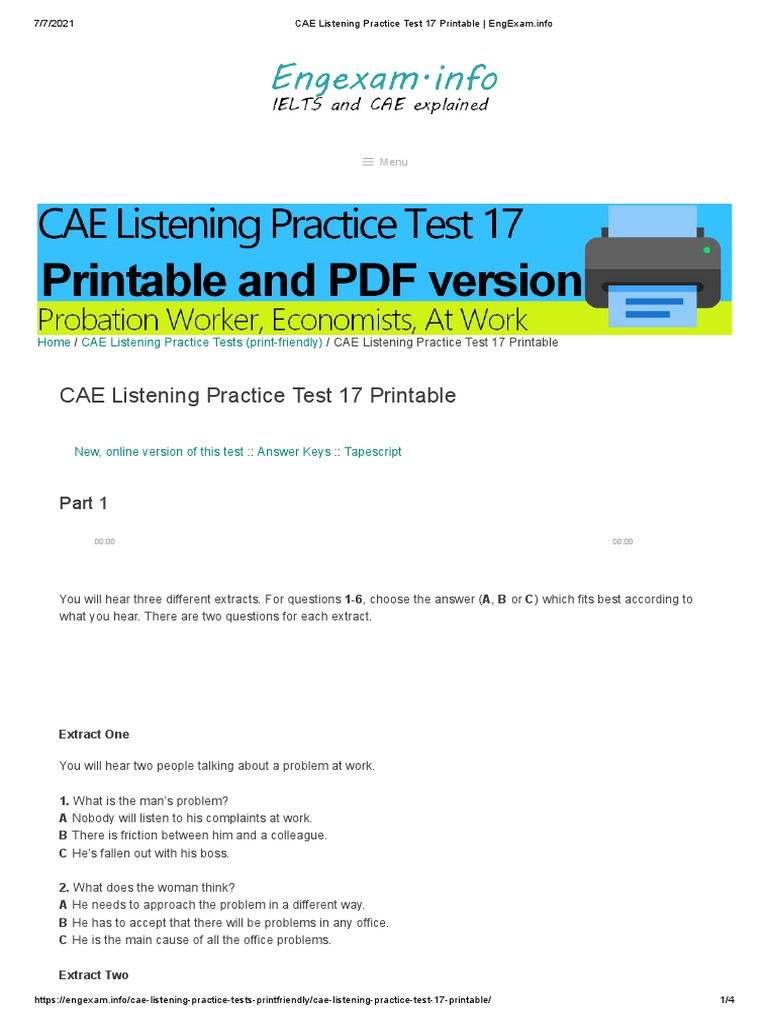 CAE Listening Practice Test 17 PDF | PDF | Probation