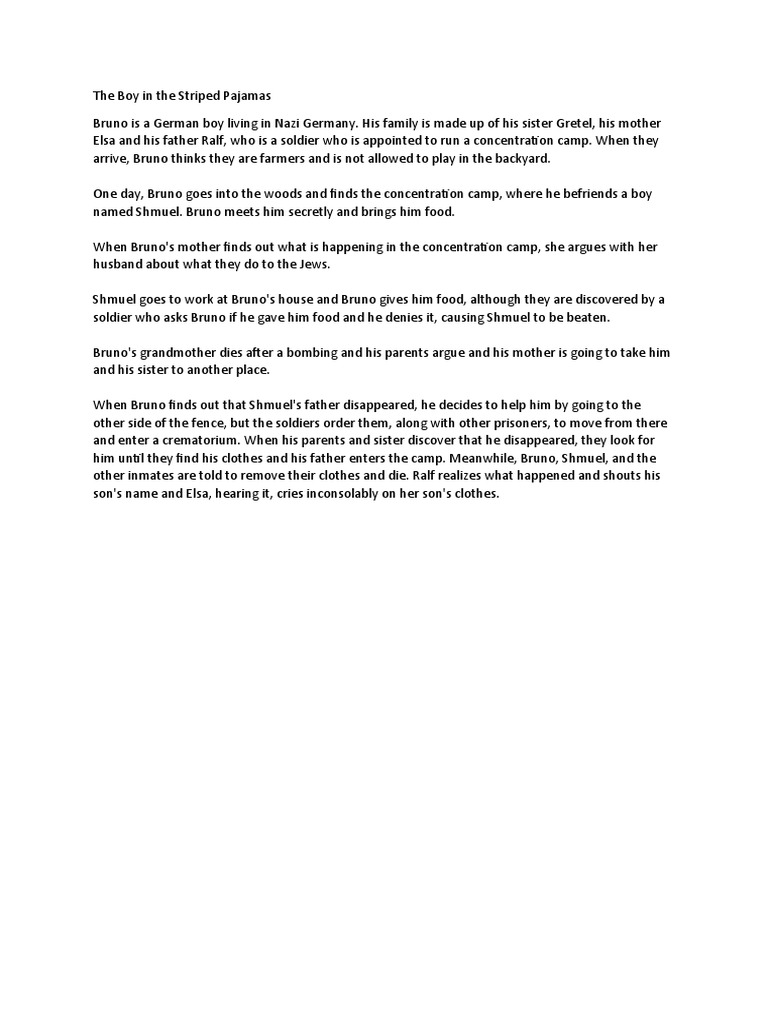Summary of The Boy in The Striped Pajamas PDF