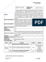 Plan de Auditoría: 1 Auditor (A), Experto Técnico (E), Observador (O) 1