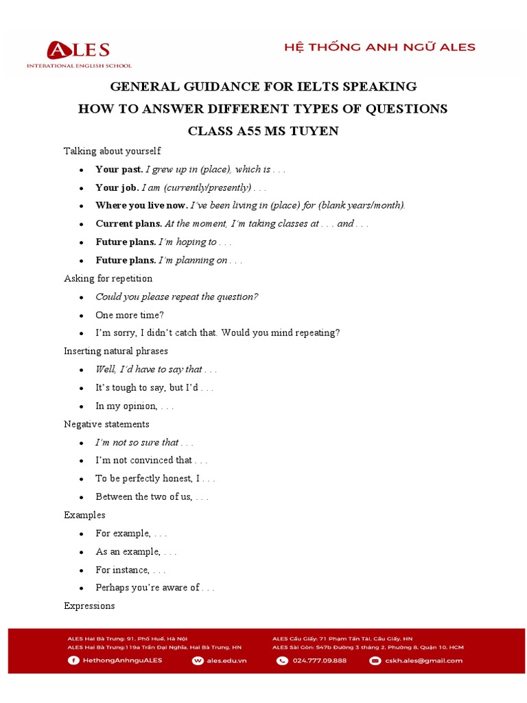 IELTS Speaking Part 1 Vocabulary Guide | PDF