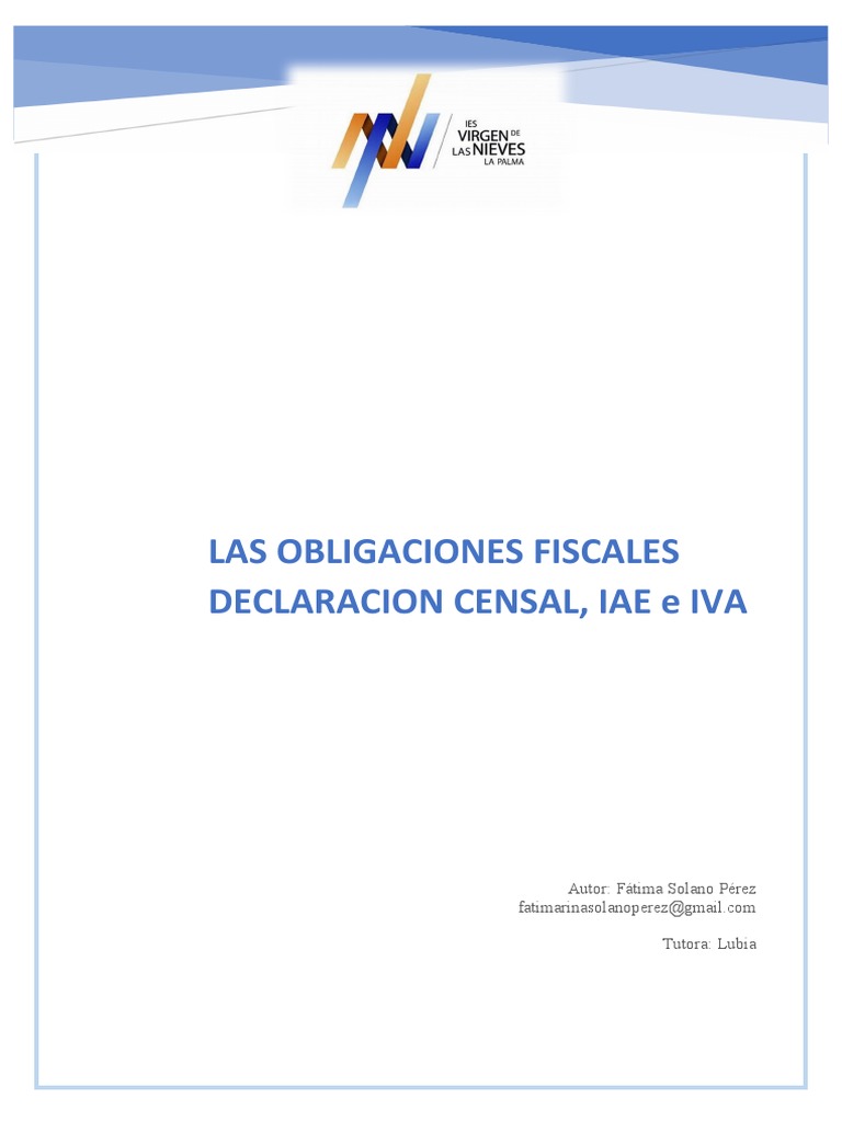 Obligaciones Fiscales: IAE y IVA | PDF | Impuestos | Impuesto al valor ...