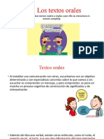 Tema: Los Textos Orales: El Texto Oral Suele Estar Menos Sujeto A Reglas y Por Ello Su Estructura Es Menos Compleja