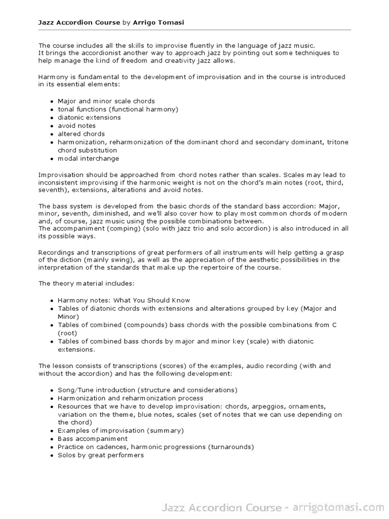 00 Jazz Accordion Course PDF Chord (Music) Harmony