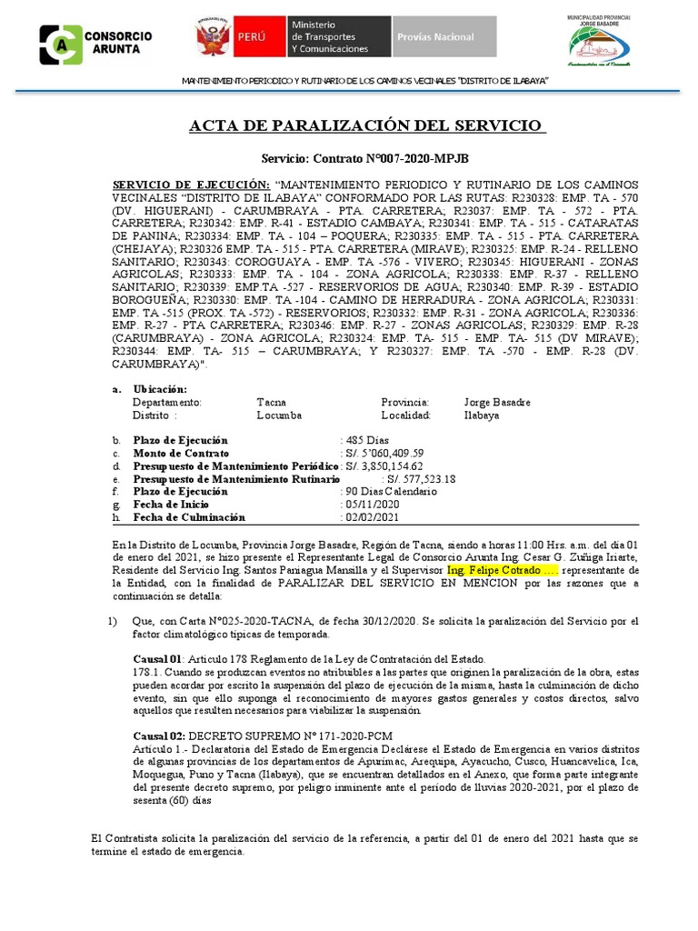 Modelo de Acta de Suspension de Servicio PDF