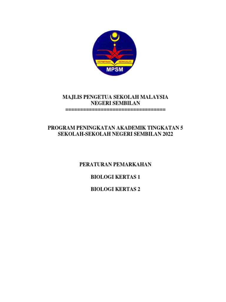Skema Biologi K1+K2 Trial Negeri Sembilan 2022  PDF