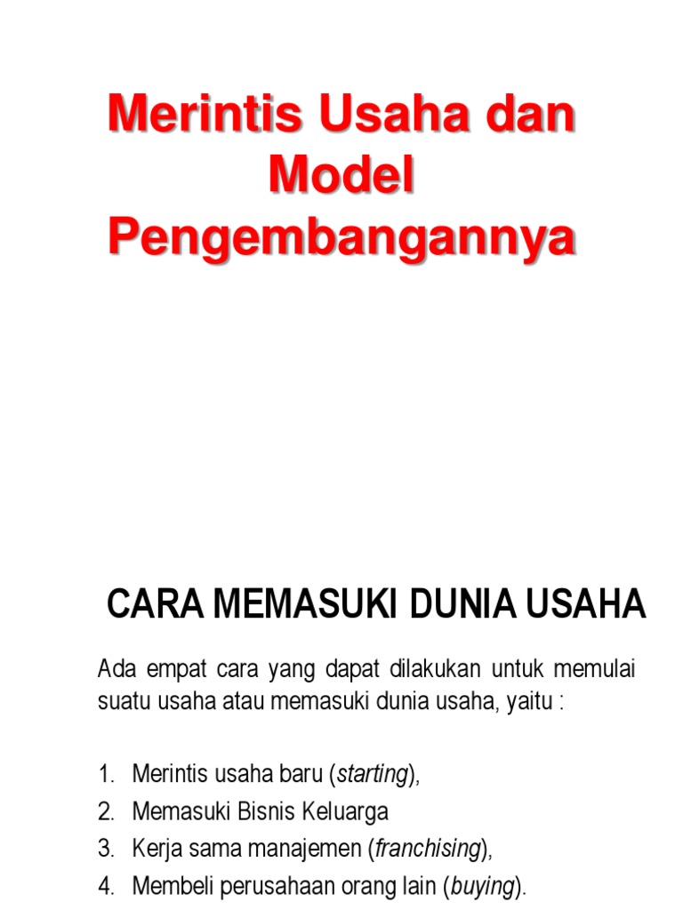 Cara Memulai Usaha dan Modelnya | PDF