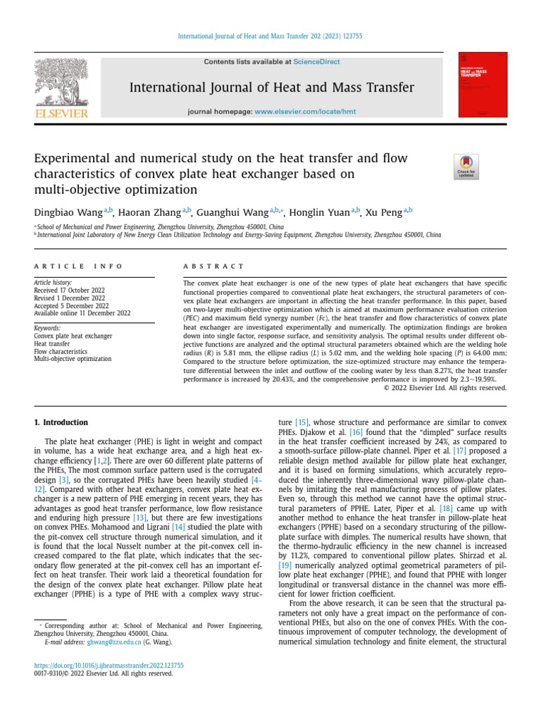 Experimental and Numerical Study On The Heat Transfer and Flow ...