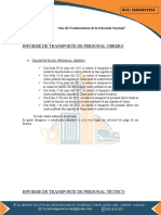 Informe de Transporte de Personal Obrero: "Año Del Fortalecimiento de La Soberanía Nacional"