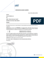 TP-V-0663-2021 Certificado de Calidad Y Garantía: Lima, 26 de Octubre de 2021 Señores
